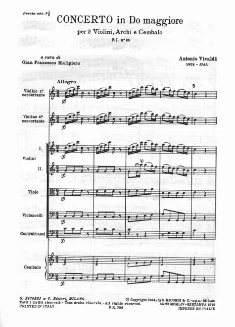 First page of Concerto for 2 Violins in C major