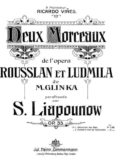 First page of 2 Morceaux de l'opera 'Rousslan et Ludmilla' de M. Glinka