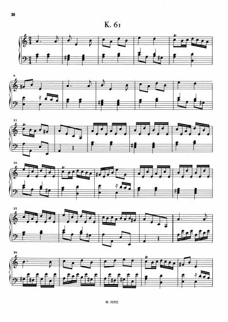 First page of Keyboard Sonata in A minor