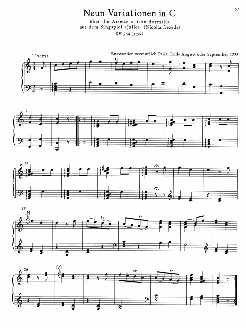 First page of 9 Variations on "Lison dormait"