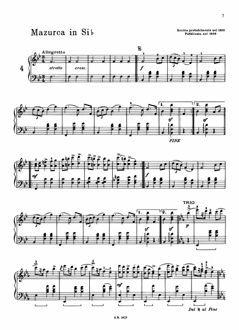 First page of Mazurka in B-flat major