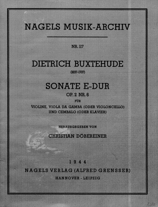 First page of Trio Sonata in E major, BuxWV 264