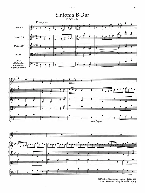 First page of Sinfonia in B flat major