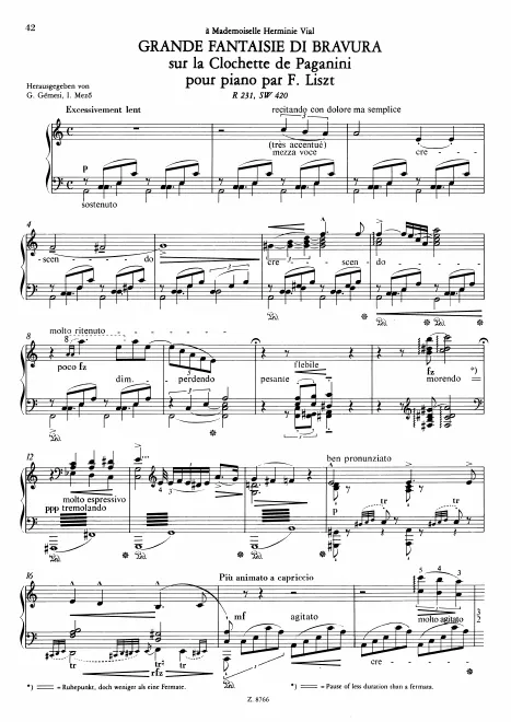 First page of Grande fantasie di bravura sur La clochette