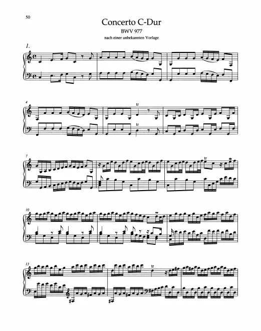 First page of Keyboard Concerto in C major
