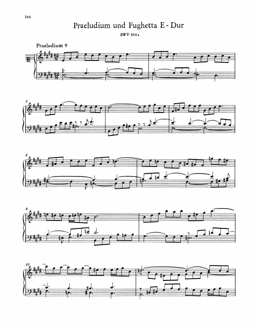 First page of Prelude and Fughetta in E major