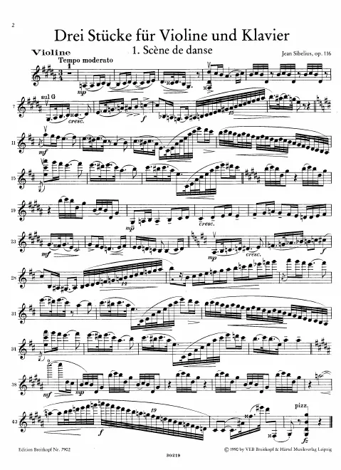 First page of 3 Pieces for Violin and Piano