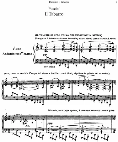 First page of Il trittico: Il tabarro