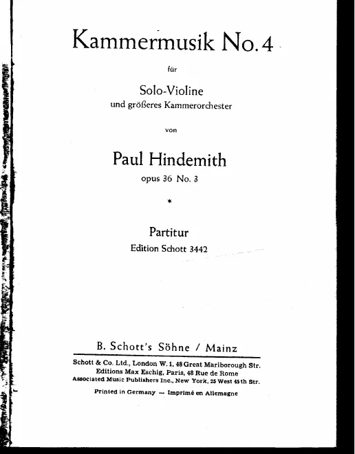 First page of Kammermusik No.4