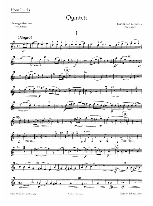 First page of Wind Quintet in E-flat major
