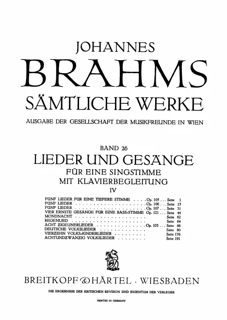 First page of Johannes Brahms: Sämtliche Werke. Ausgabe der Gesellschaft der Musikfreunde in Wien