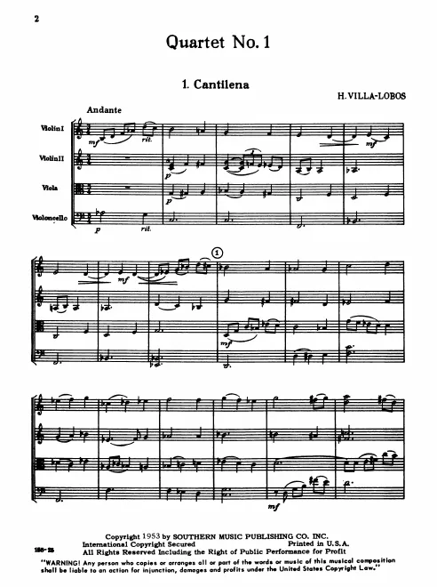First page of String Quartet No.1