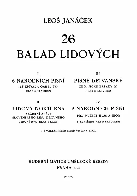 First page of 6 Folk Songs, JW 5/9