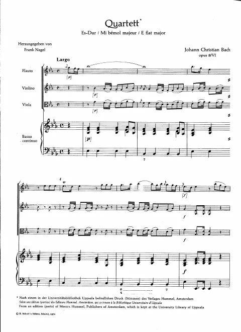 First page of Quartet in E-flat major