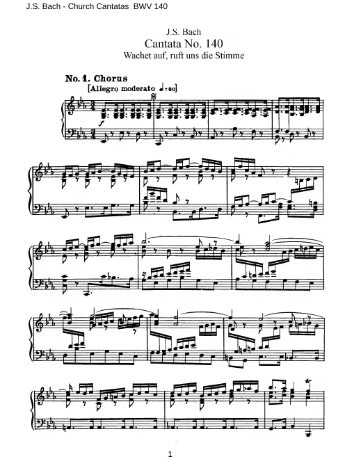 First page of Wachet auf, ruft uns die Stimme