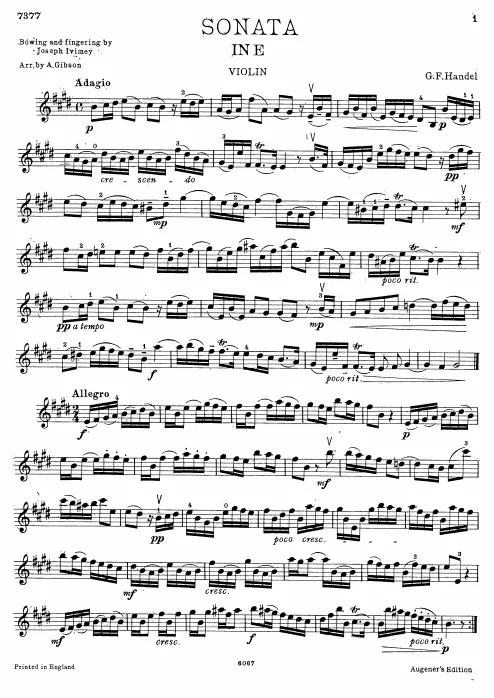 First page of Violin Sonata in E major