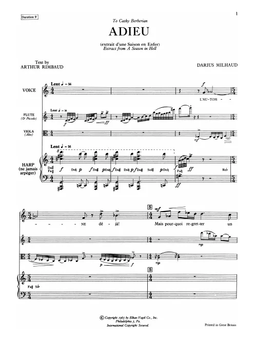 First page of Adieu