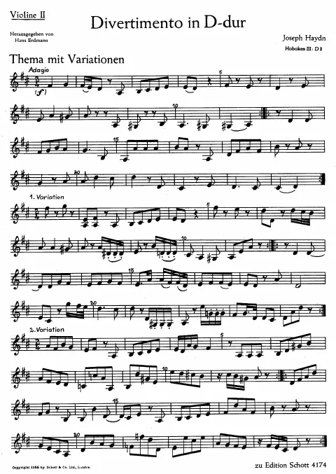 First page of Divertimento in D major