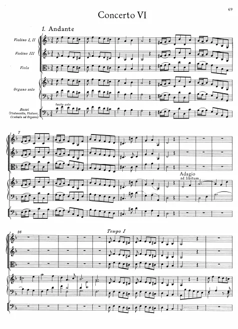 First page of Organ Concerto in D minor