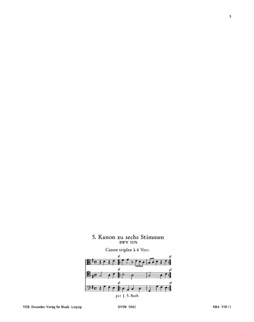First page of Kanon zu sechs Stimmen