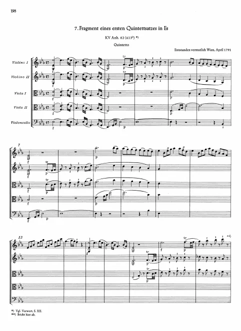 First page of String Quintet in E-flat major