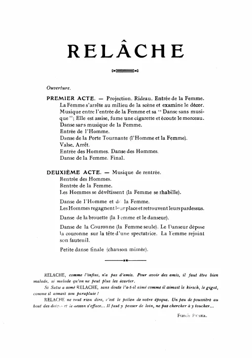 First page of Relâche
