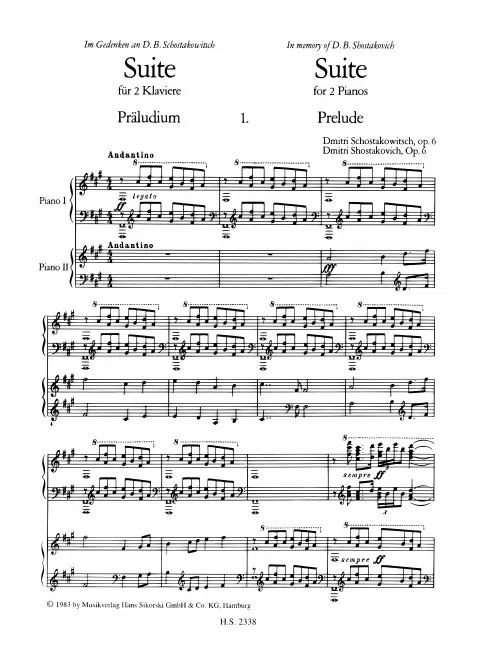 First page of Suite for 2 Pianos