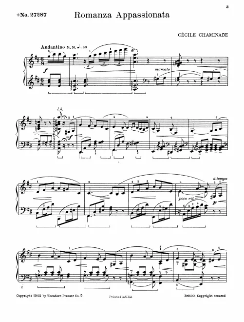 First page of Romanza appassionata