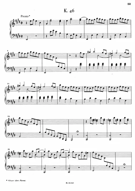 First page of Keyboard Sonata in E major
