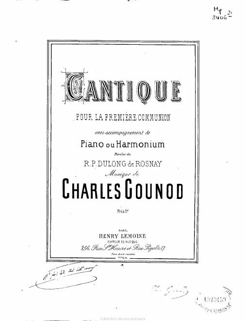 First page of Cantique pour la première communion