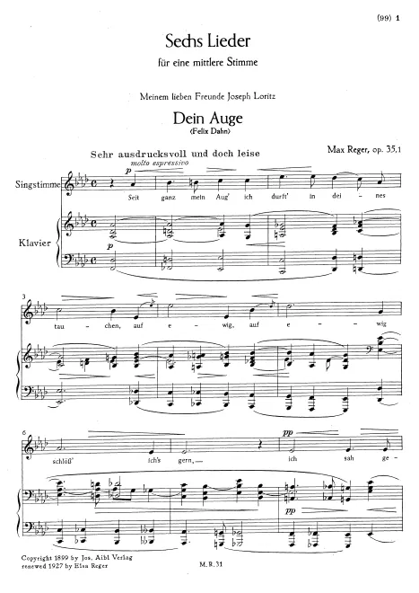 First page of 6 Lieder