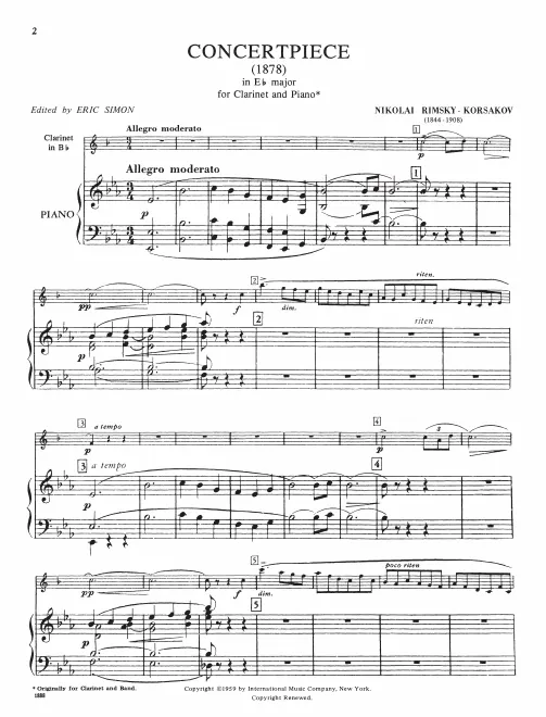 First page of Clarinet Concerto