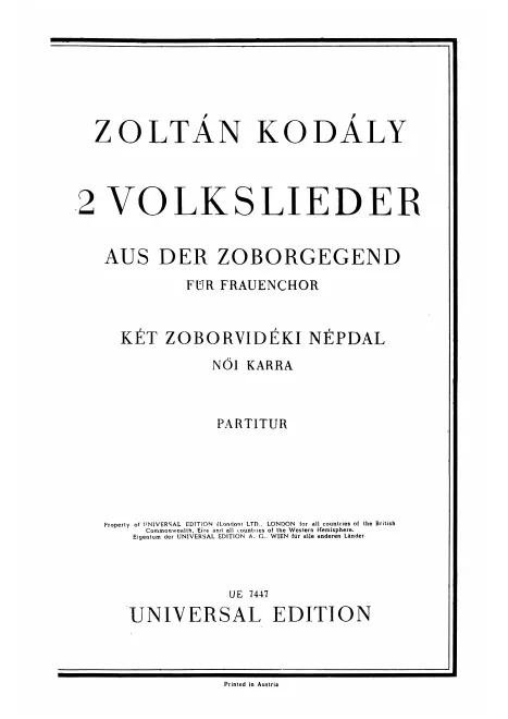 First page of Két zoborvidéki népdal