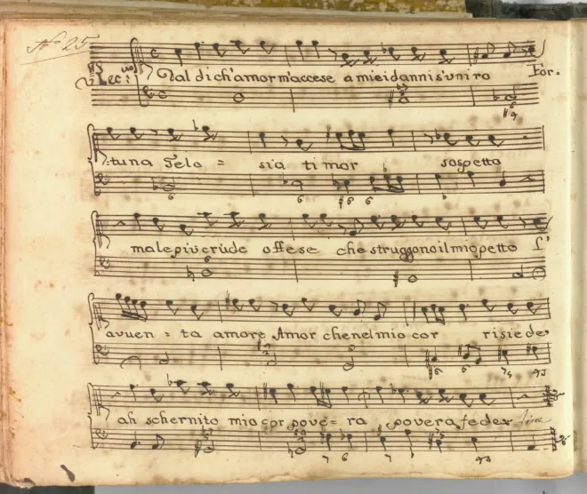 First page of Dal dì ch’Amor m’accese