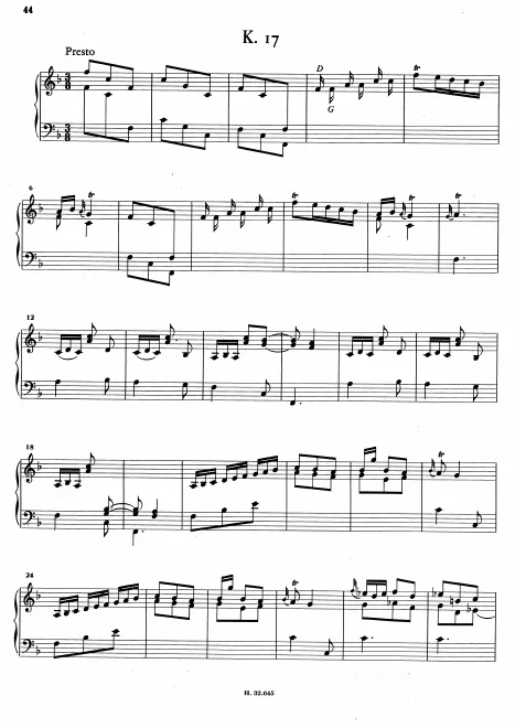 First page of Keyboard Sonata in F major