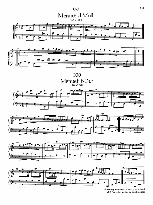 First page of Minuet in D minor