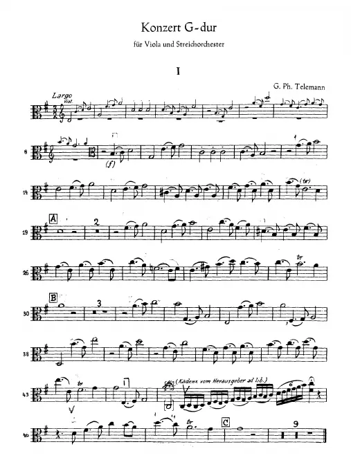 First page of Konzert G-dur für Viola da braccio, Streicher und Generalbass