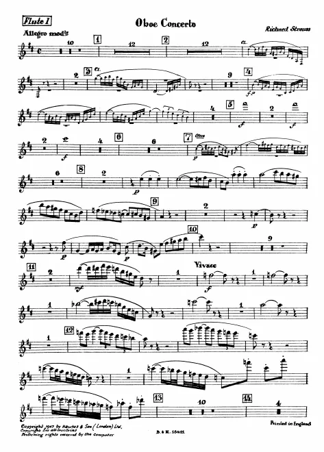 First page of Concerto for Oboe and Small Orchestra