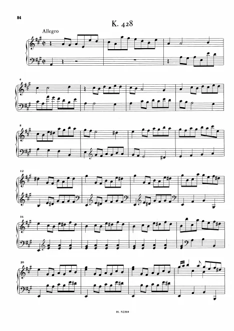 First page of Keyboard Sonata in A major