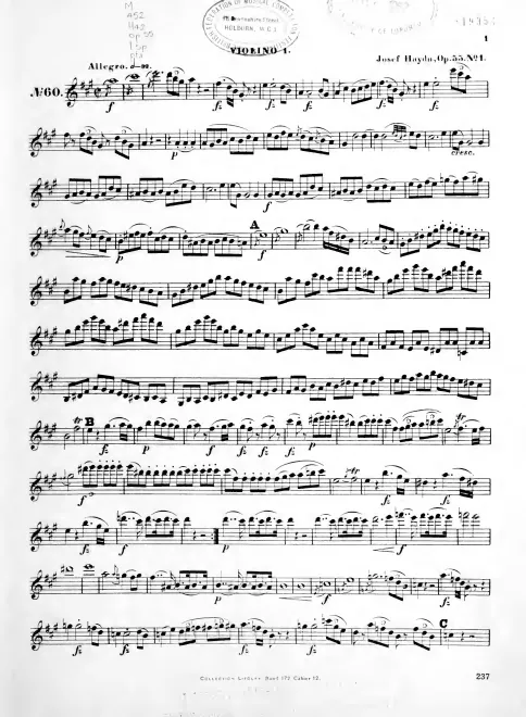 First page of String Quartet in A major