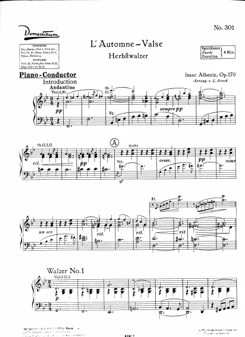 First page of L'Automne-Valse, Op.170