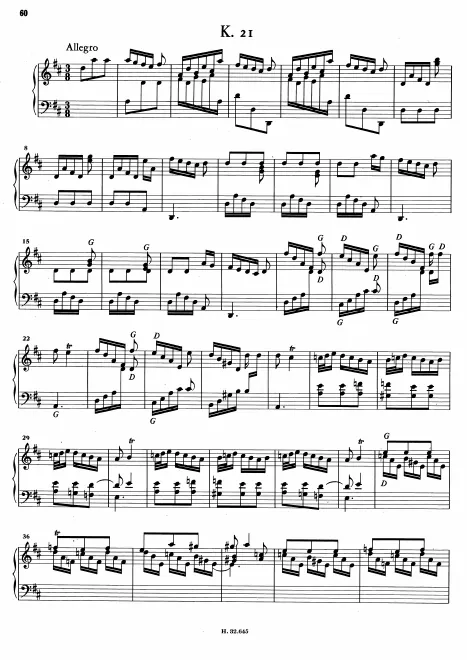 First page of Keyboard Sonata in D major