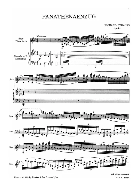 First page of Panathenäenzug, ‘symphonische Etüden in Form einer Passacaglia’