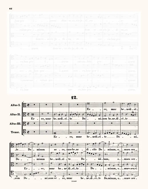 First page of Ecce nunc benedicite Dominum