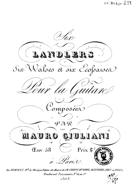 First page of 6 Landlers, 6 Waltzes and 6 Ecossaises