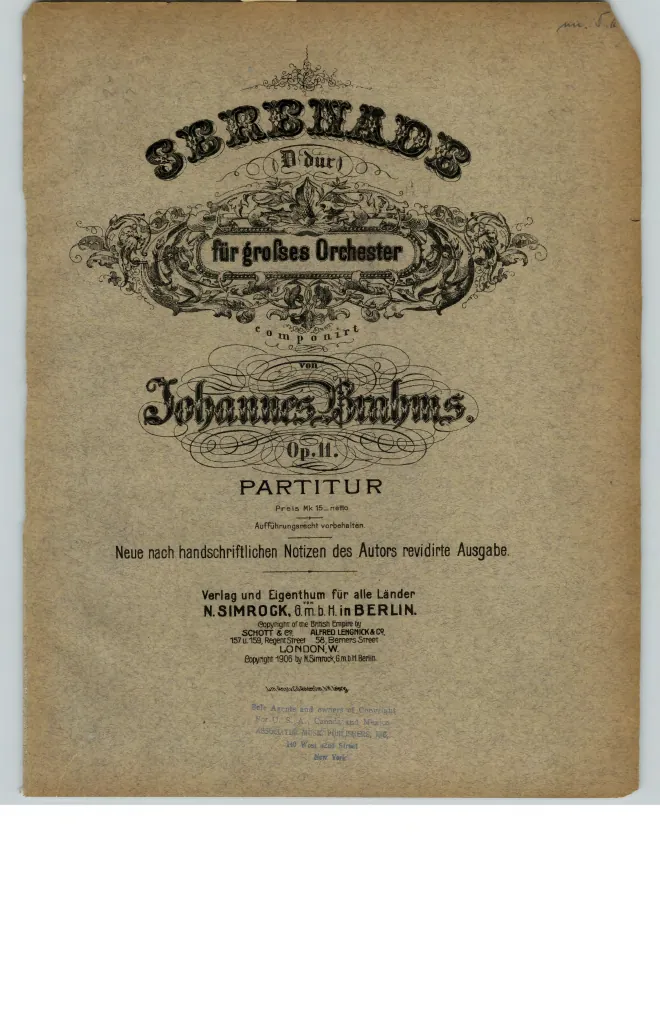 First page of Serenade No.1