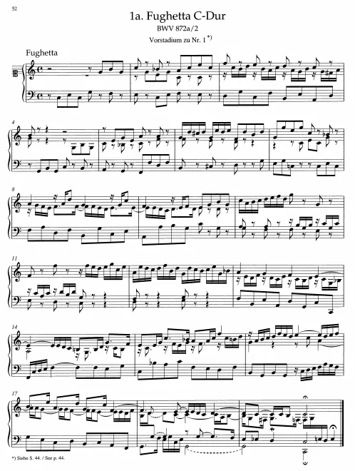 3a. Fughetta in , BWV 872a/2 (Earlier Version)