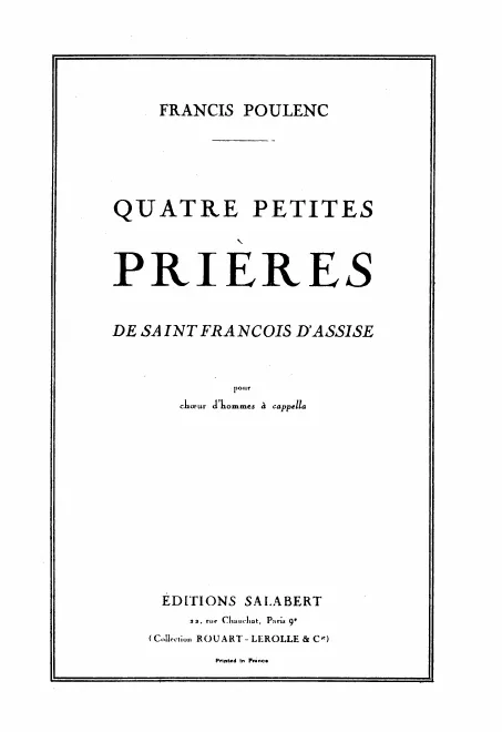 First page of Quatre petites prières de Saint François d’Assise