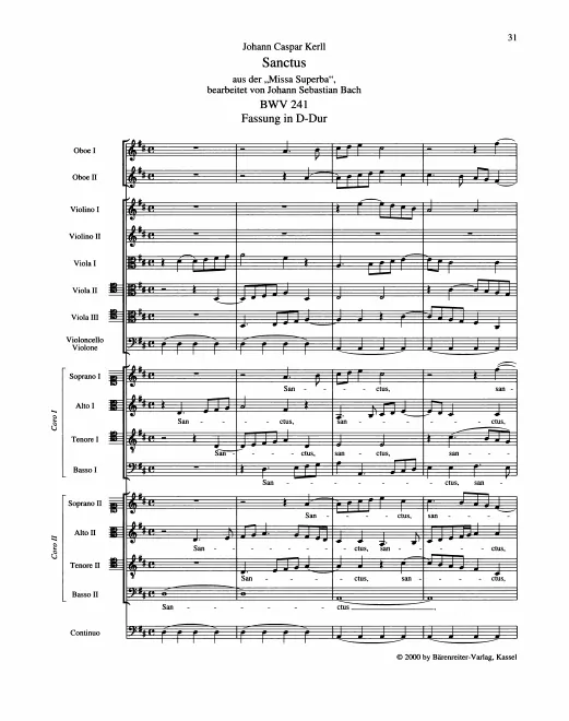 First page of Sanctus in D major