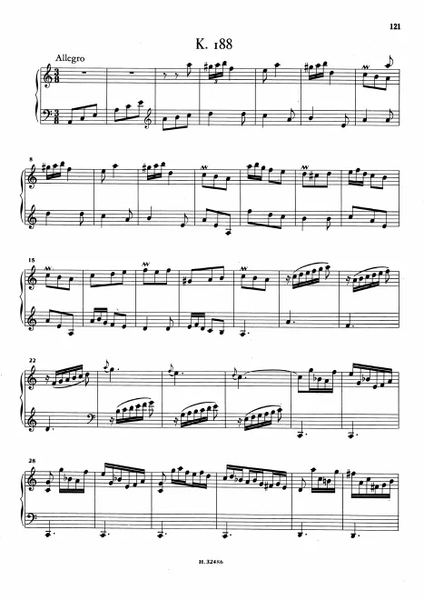 First page of Keyboard Sonata in A minor